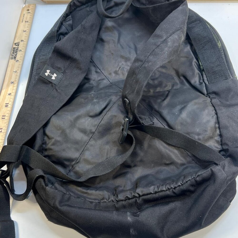 Women's Under Armour Camo Backpack Black School Travel Sports Bag Lightweight - Picture 2 of 2